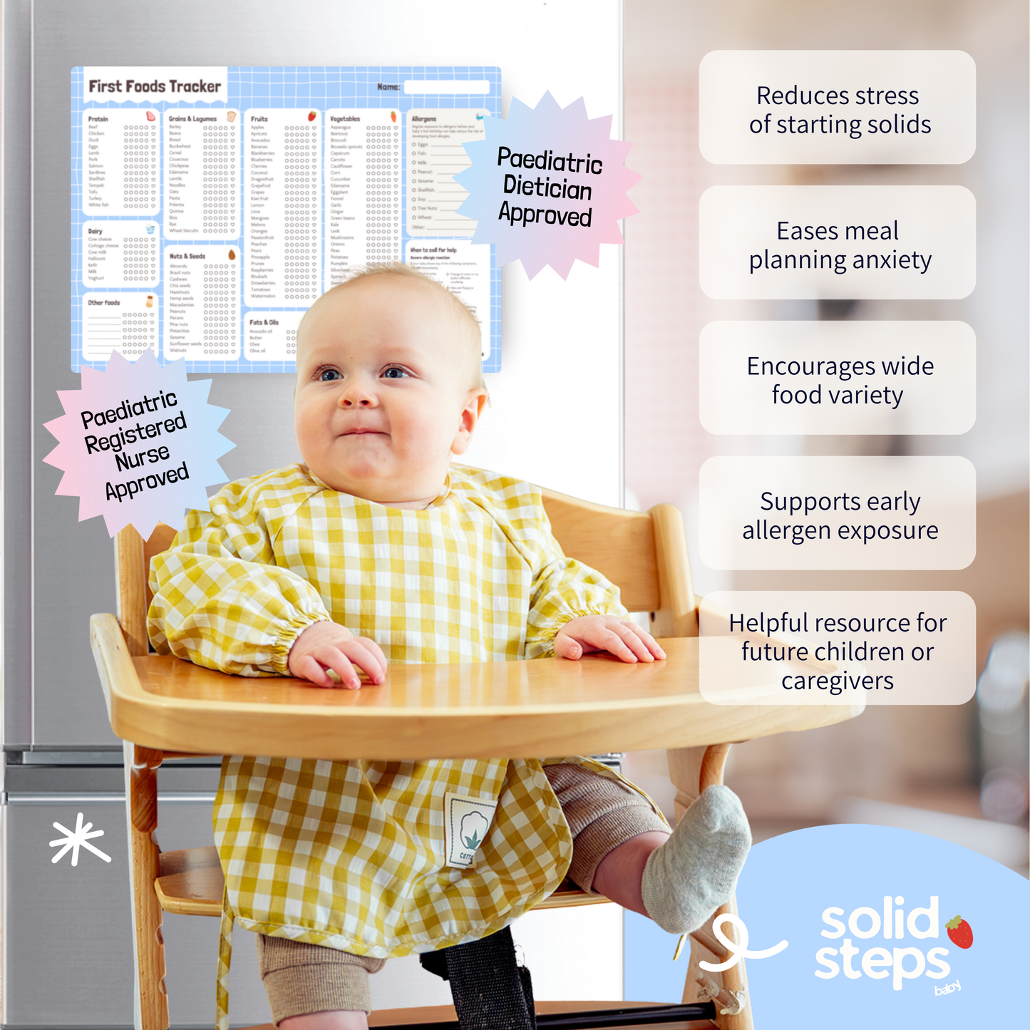 Solid Steps Baby First Foods & Allergens A3 Fridge Magnet