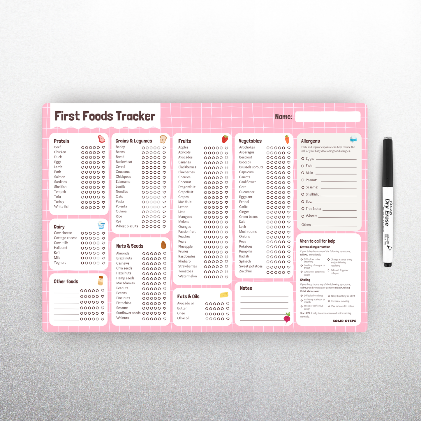 Solid Steps Baby First Foods & Allergens A3 Fridge Magnet